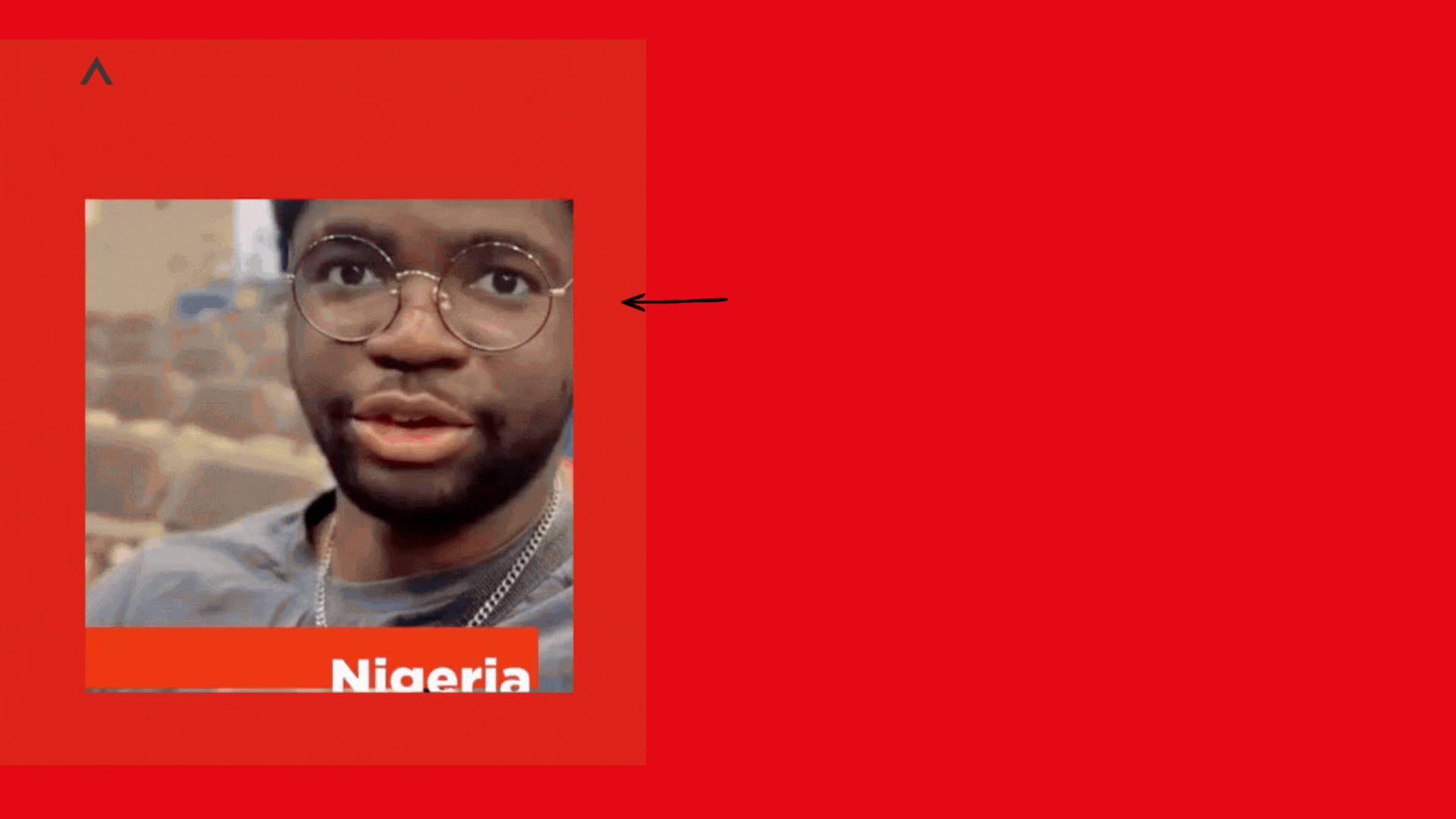 Animated red portfolio graphic featuring a student portrait labeled “Nigeria,” created as a branded email campaign asset for international student communications.